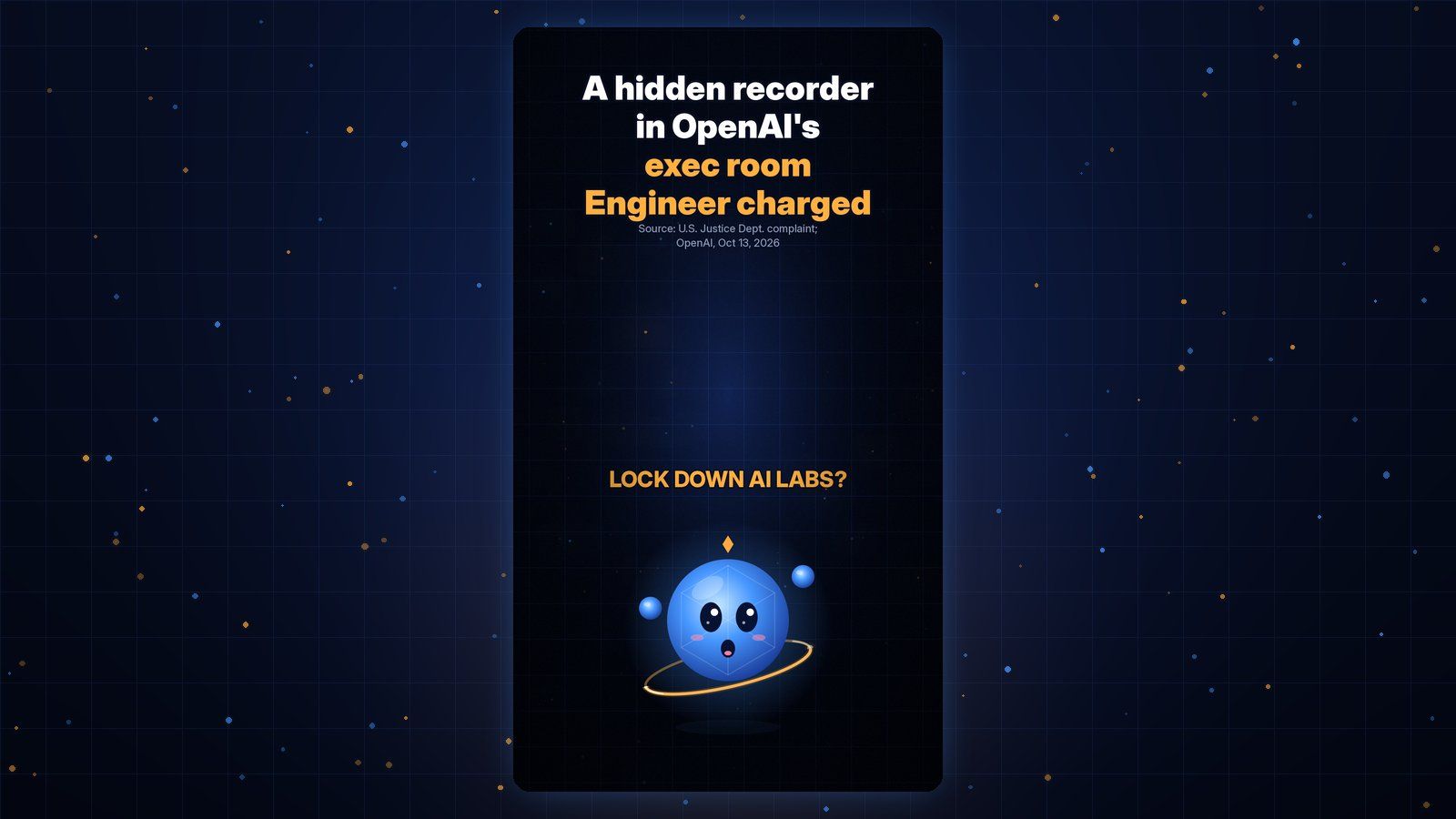 Gobi Daily title card about a hidden recorder found in OpenAI's executive conference room, with Gobi below.