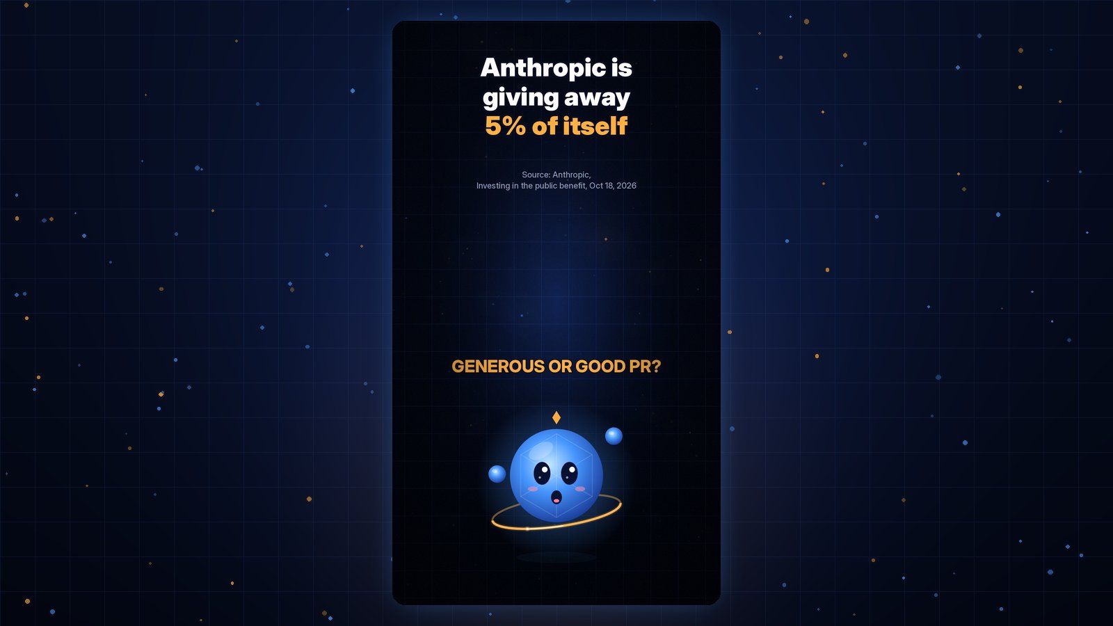 Gobi Daily title card reading Anthropic is giving away 5% of itself, with Gobi below.