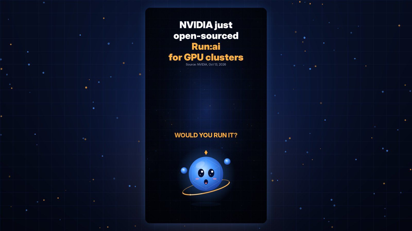 Gobi Daily title card about NVIDIA open-sourcing Run:ai, with Gobi below.