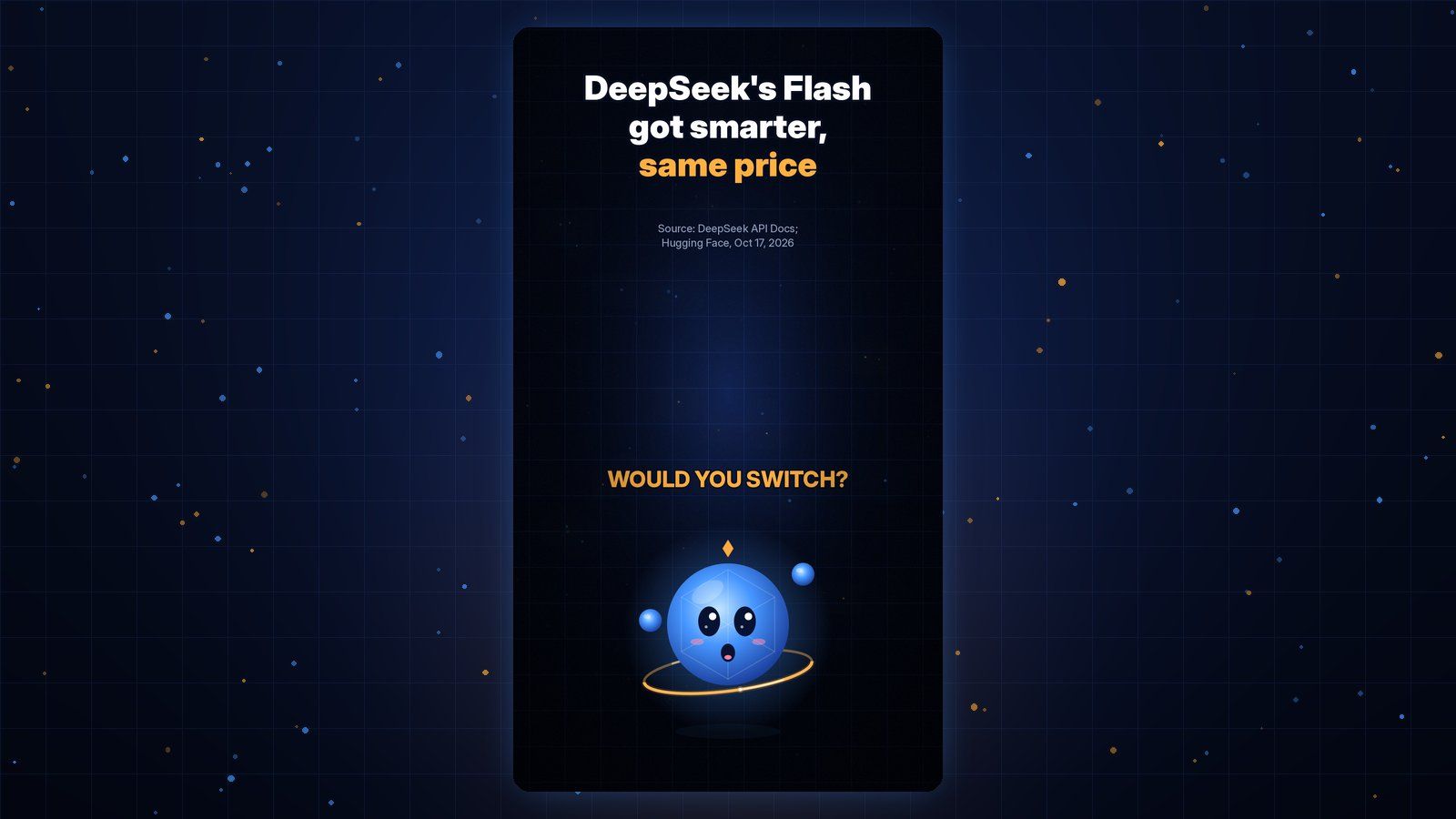 Gobi Daily title card reading DeepSeek's Flash got smarter, same price, with Gobi below.