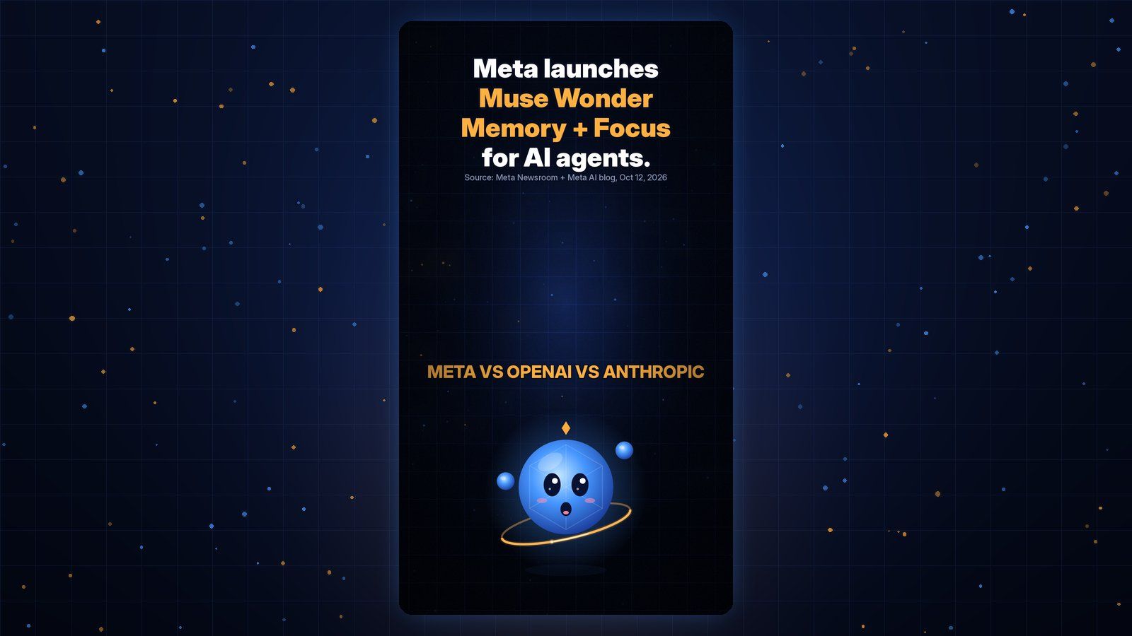 Gobi Daily title card for Meta's Muse Wonder launch, with a bolt badge and Gobi below.