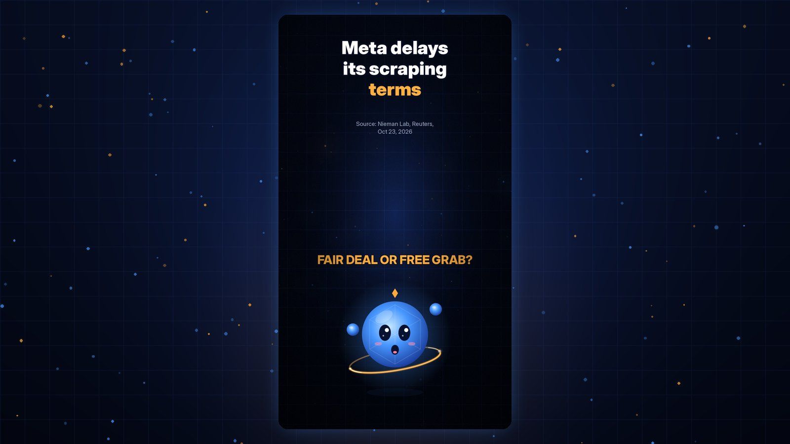 Gobi Daily title card reading Meta delays its scraping terms, with Gobi below.
