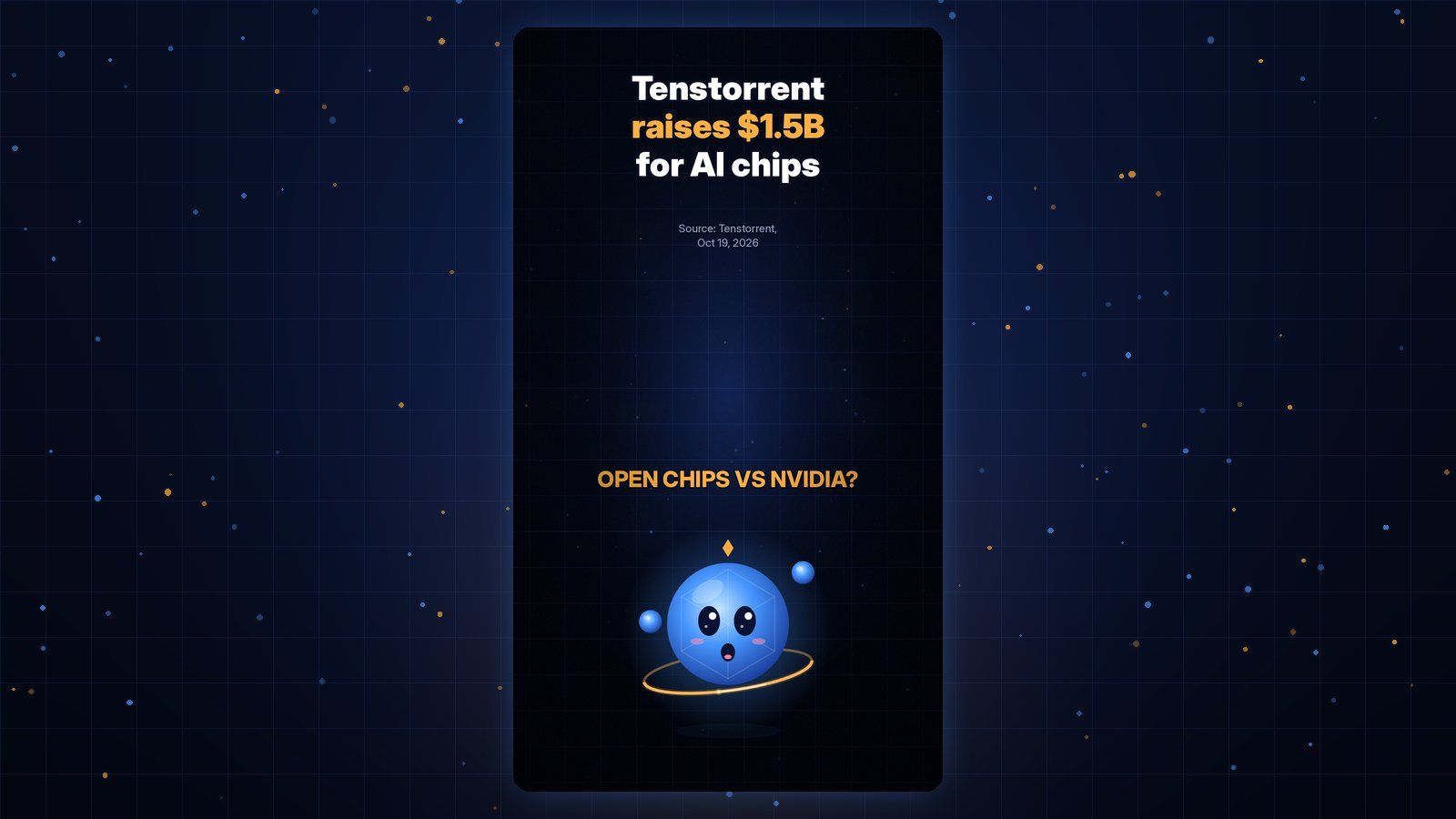 Gobi Daily title card reading Tenstorrent raises $1.5B for AI chips, with Gobi below.